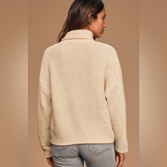 Sage the label beige knit turtleneck sweater EUC - Picture 4 of 8